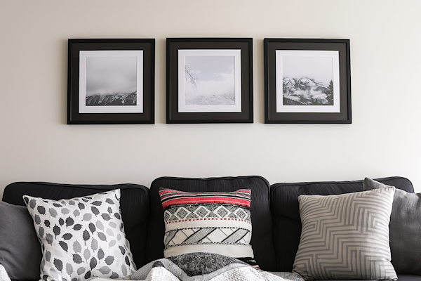 Modern Living Room with Landscape Photography