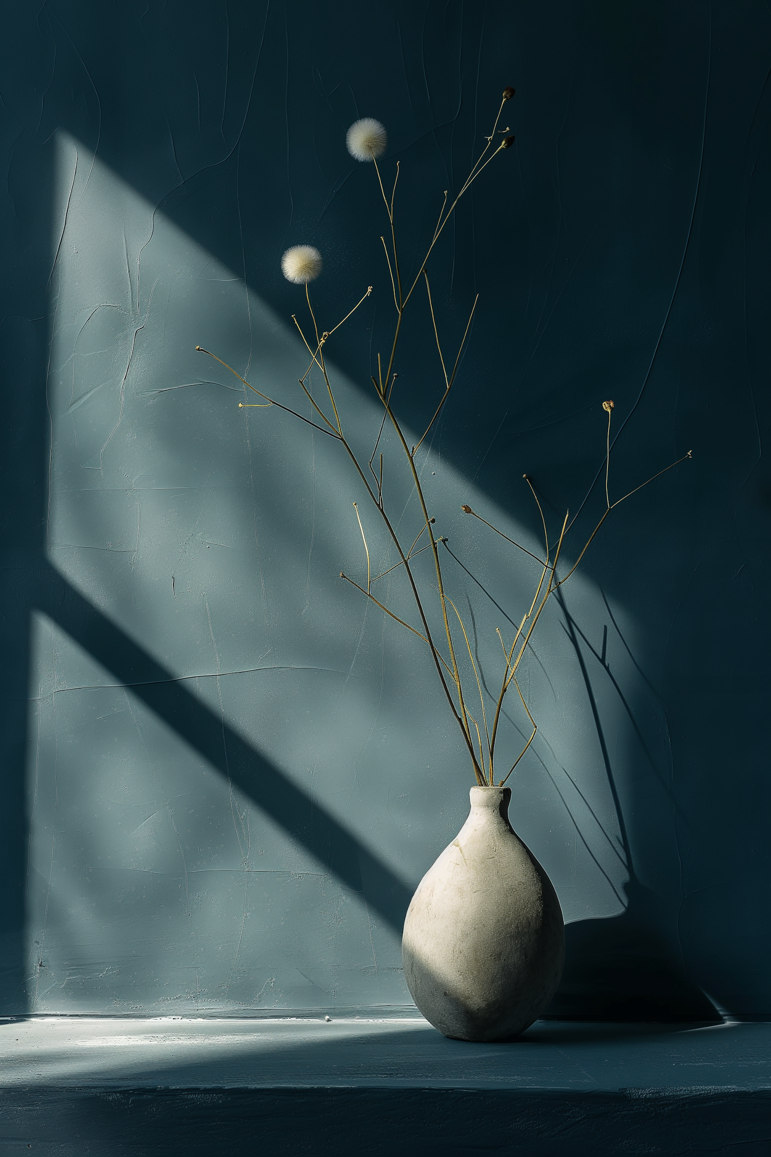 Serene Vase with Dandelions Still Life