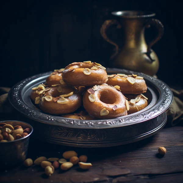 Almond Glazed Donuts on Silver Elegance