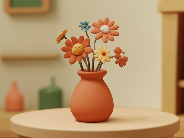 Whimsical Flower Vase on Light Table