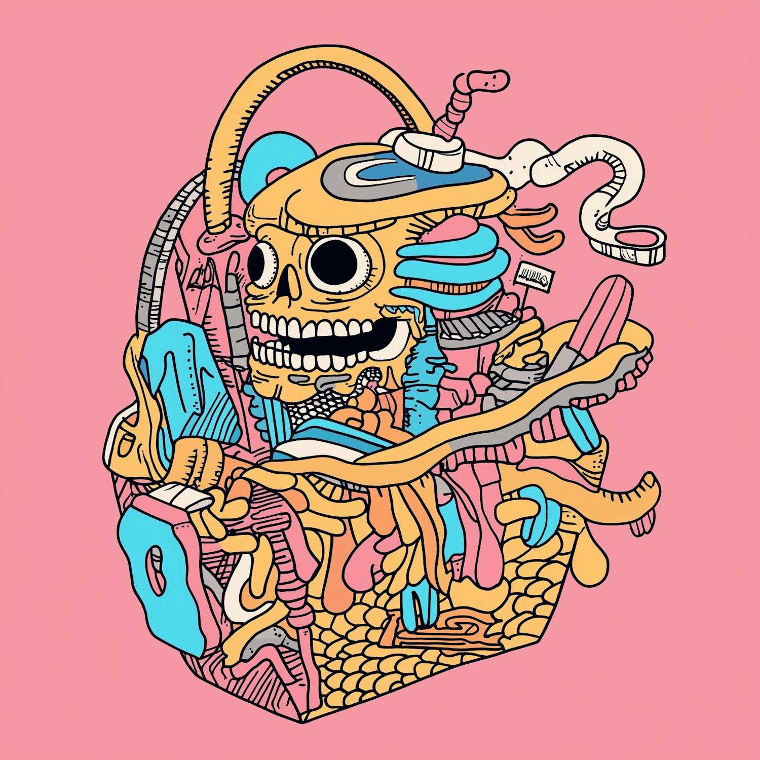 Surreal Skull Illustration