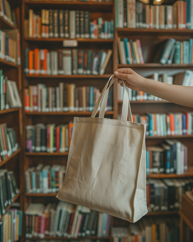 Canvas Tote Bag in Library