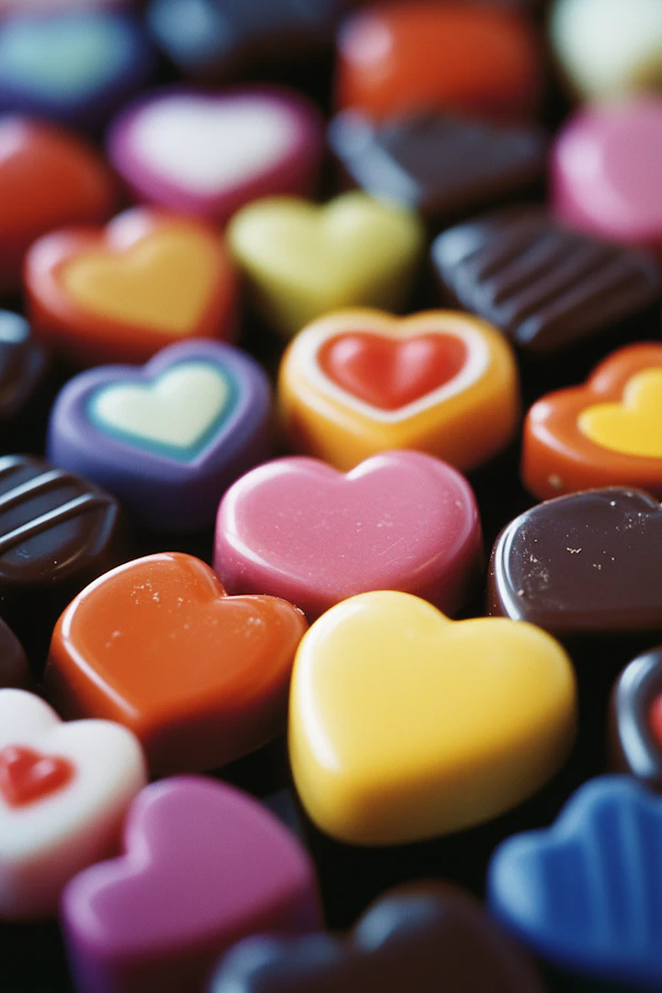 Colorful Heart-Shaped Chocolates