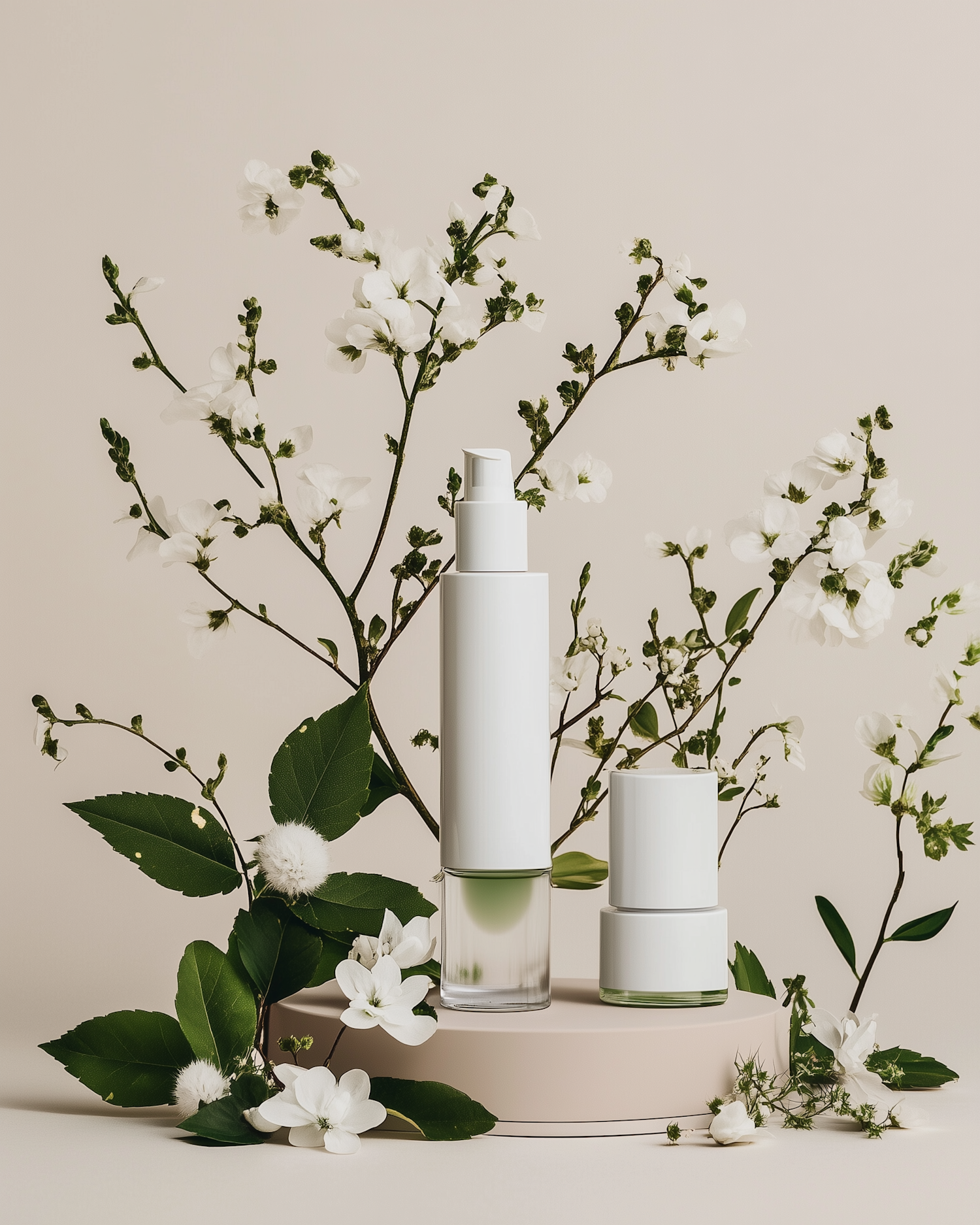 Minimalist Cosmetic Bottles with Natural Elements