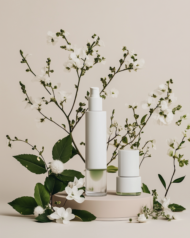 Minimalist Cosmetic Bottles with Natural Elements