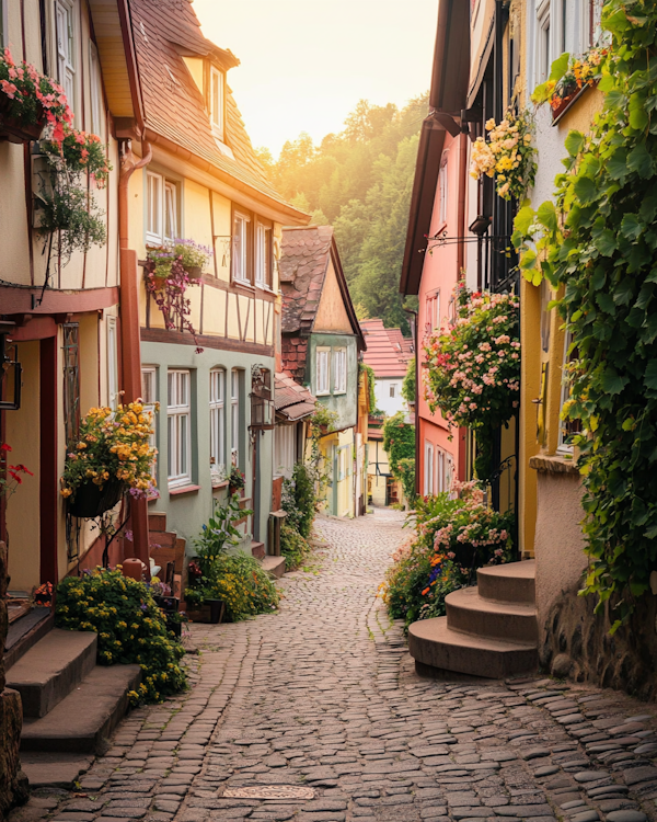 Picturesque European Village Street