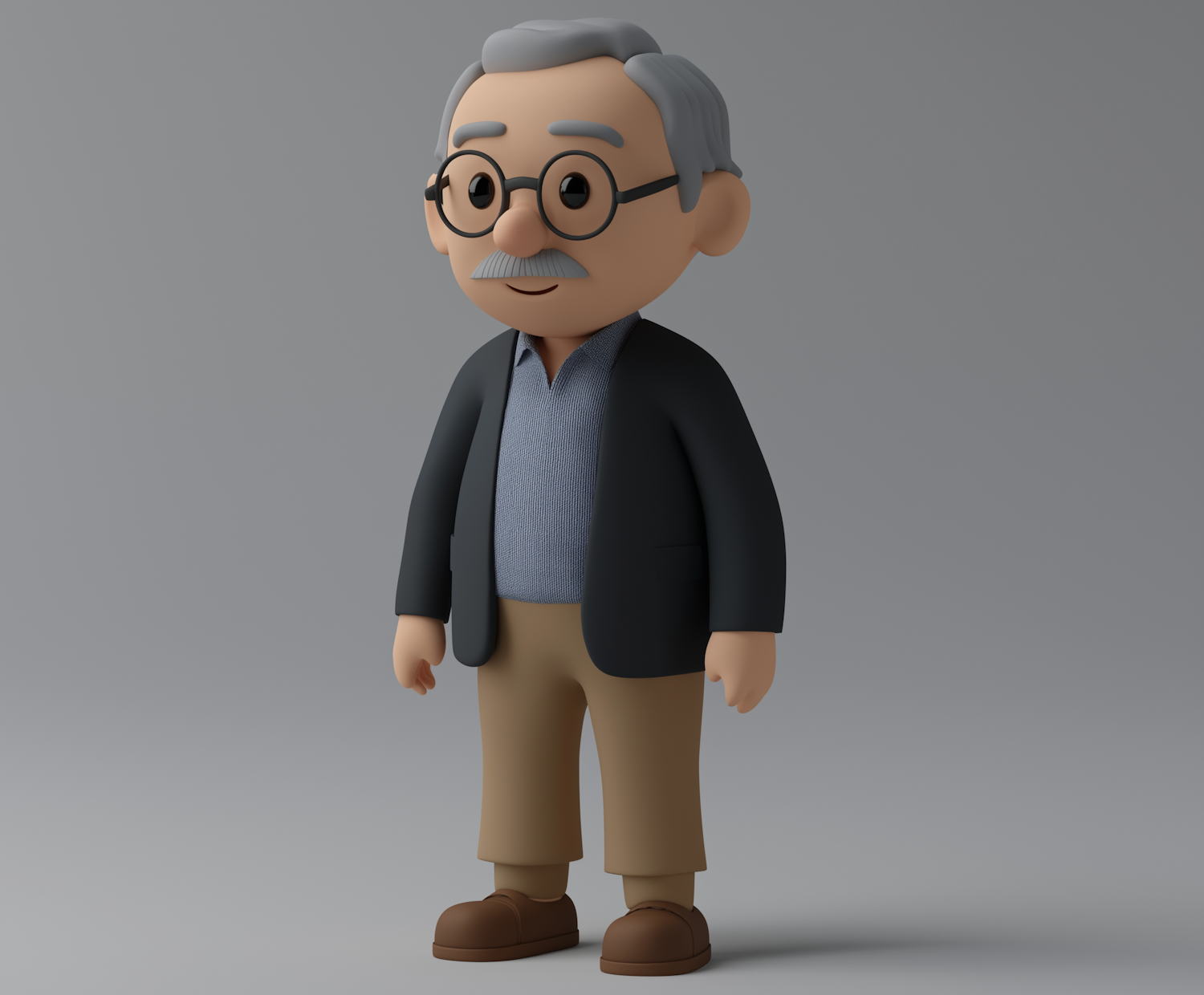 3D Elderly Scholarly Man