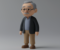 3D Elderly Scholarly Man