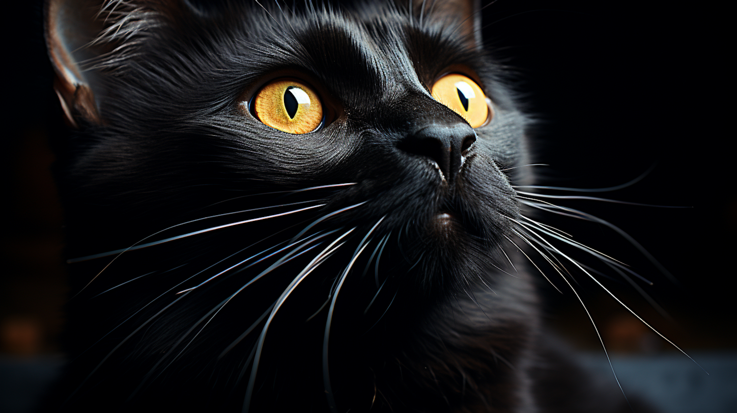 Luminous Gaze of the Enigmatic Black Cat