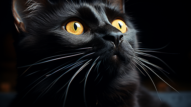 Luminous Gaze of the Enigmatic Black Cat