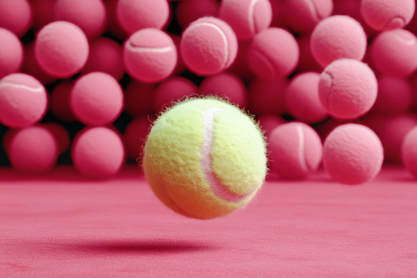 Yellow Tennis Ball with Pink Background