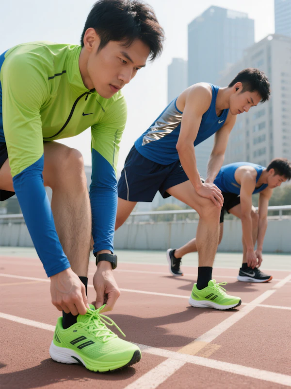 Track Runners Preparing