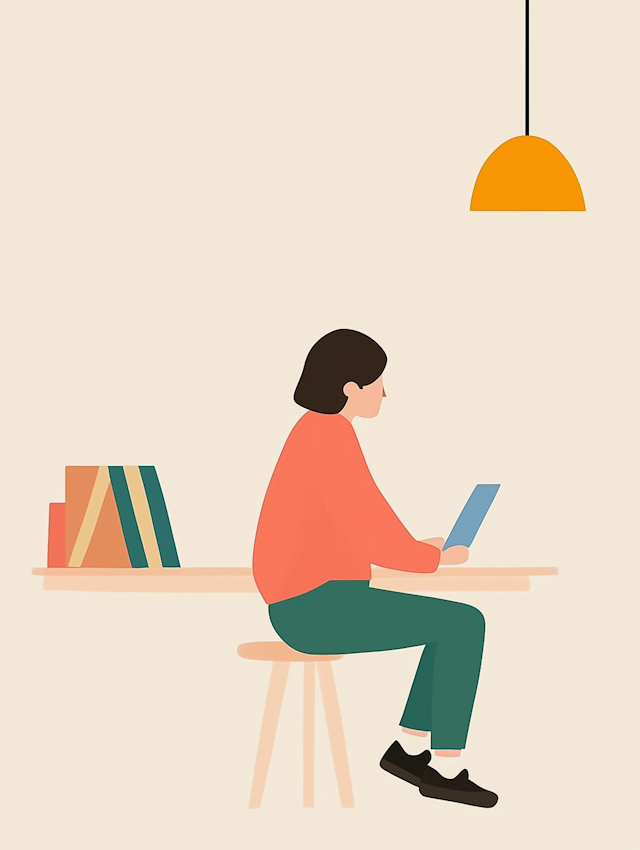 Stylized Illustration of Woman Working