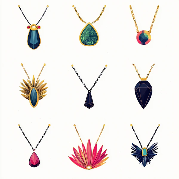 Illustrated Necklaces Grid