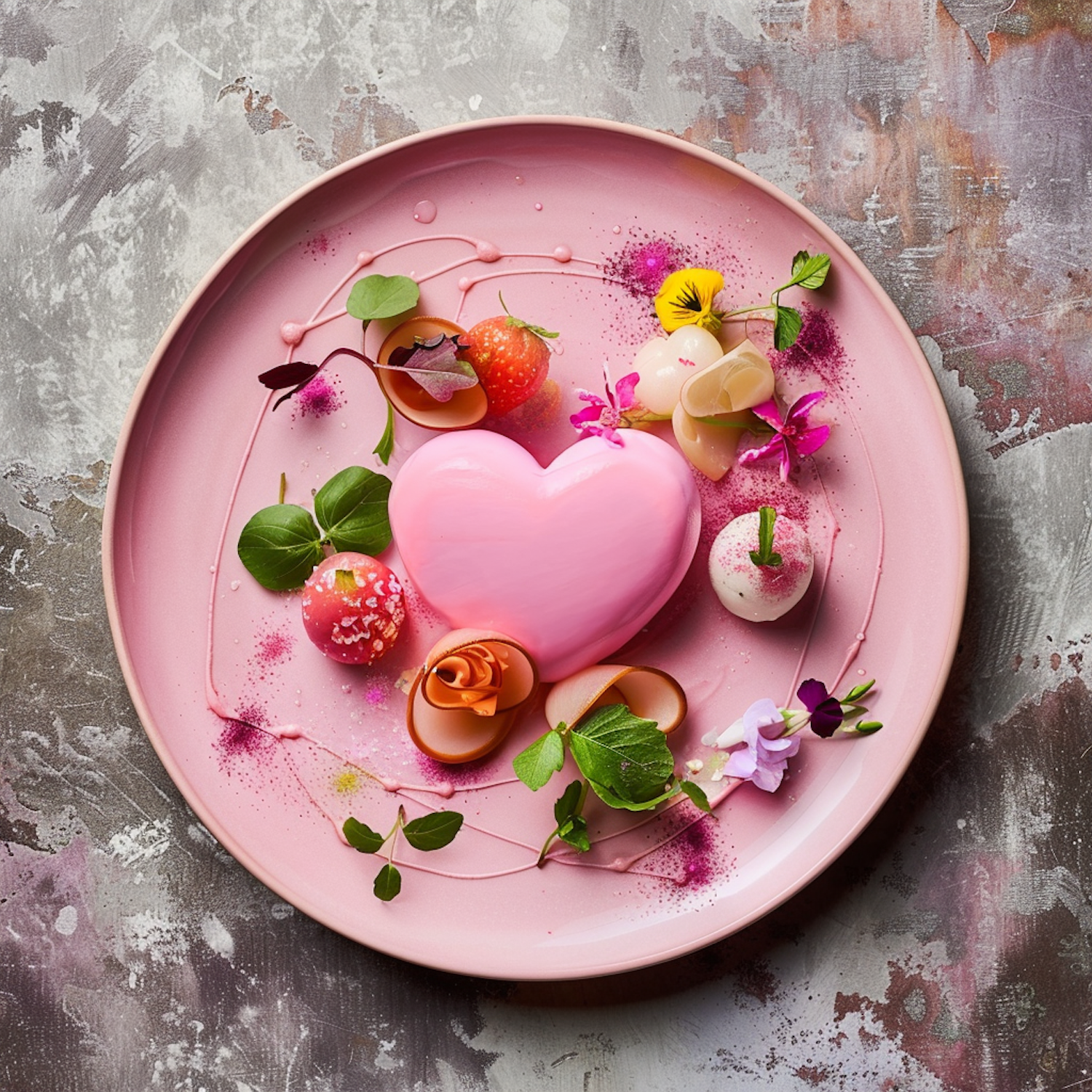 Artistic Heart-Shaped Dessert Plating