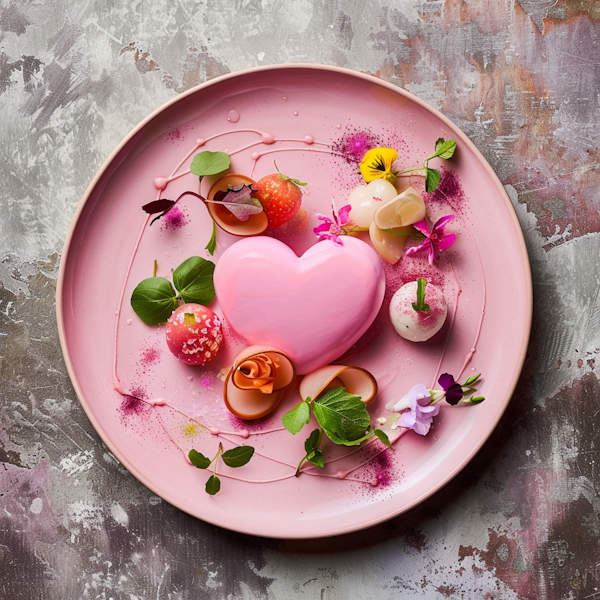 Artistic Heart-Shaped Dessert Plating