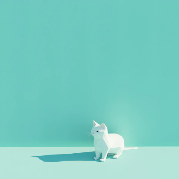 Minimalist White Cat Illustration