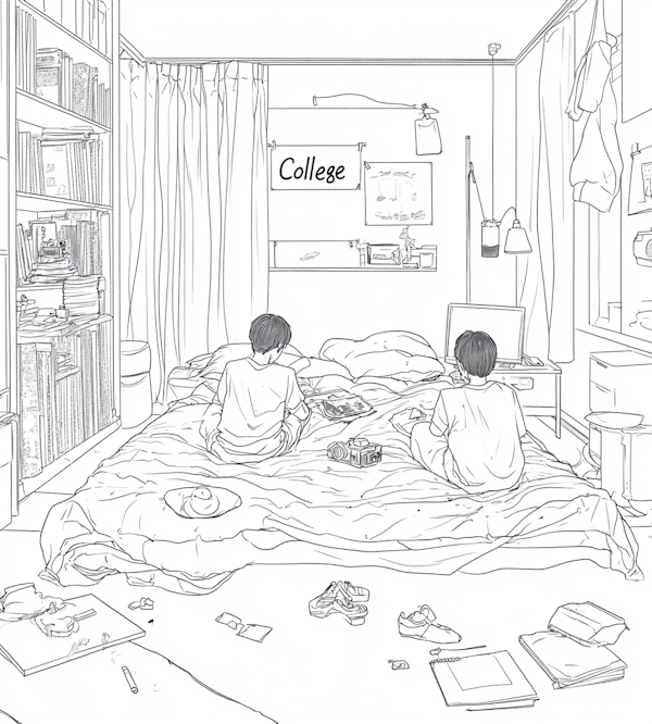 College Dorm Life Sketch