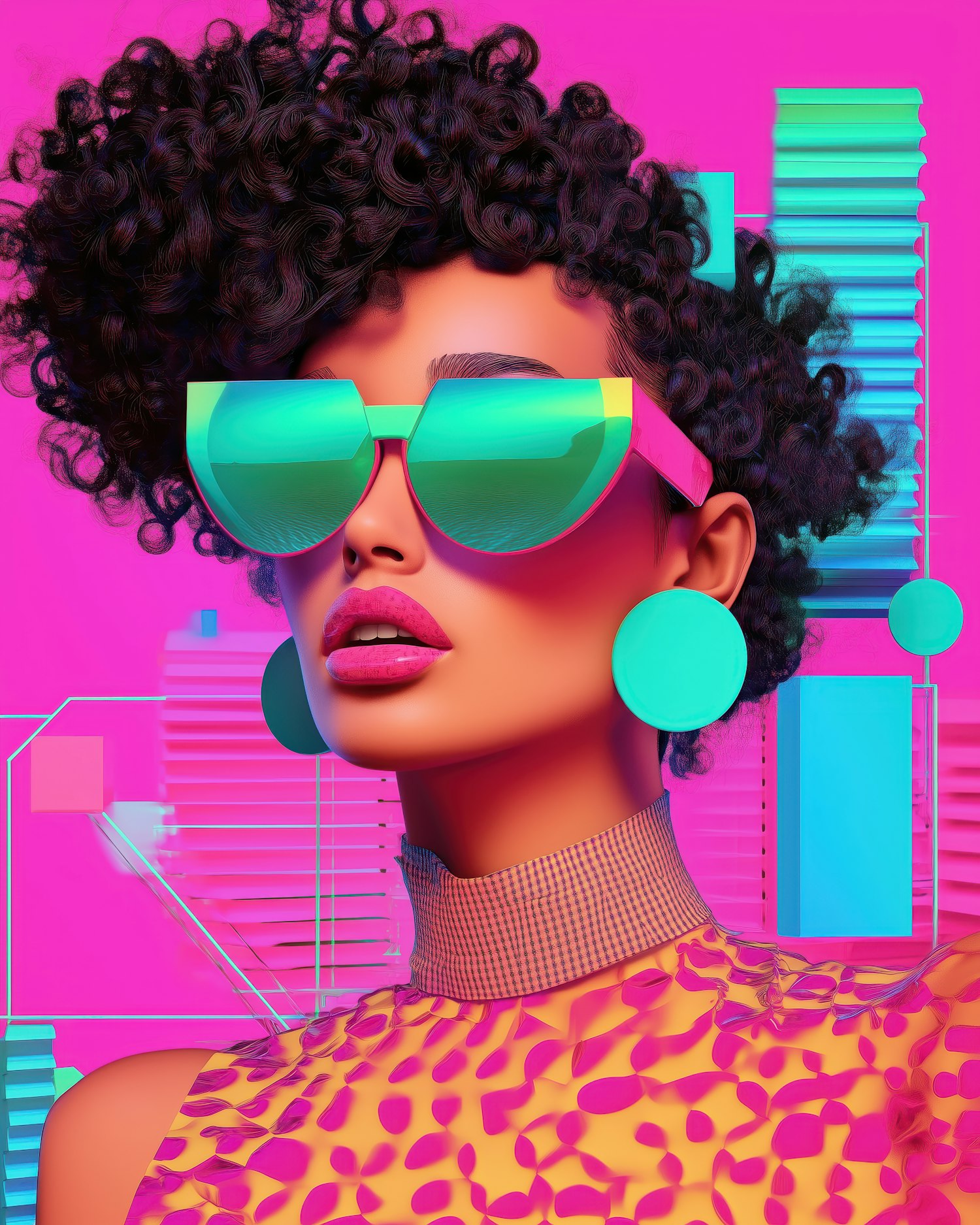 Futuristic Portrait with Neon Colors