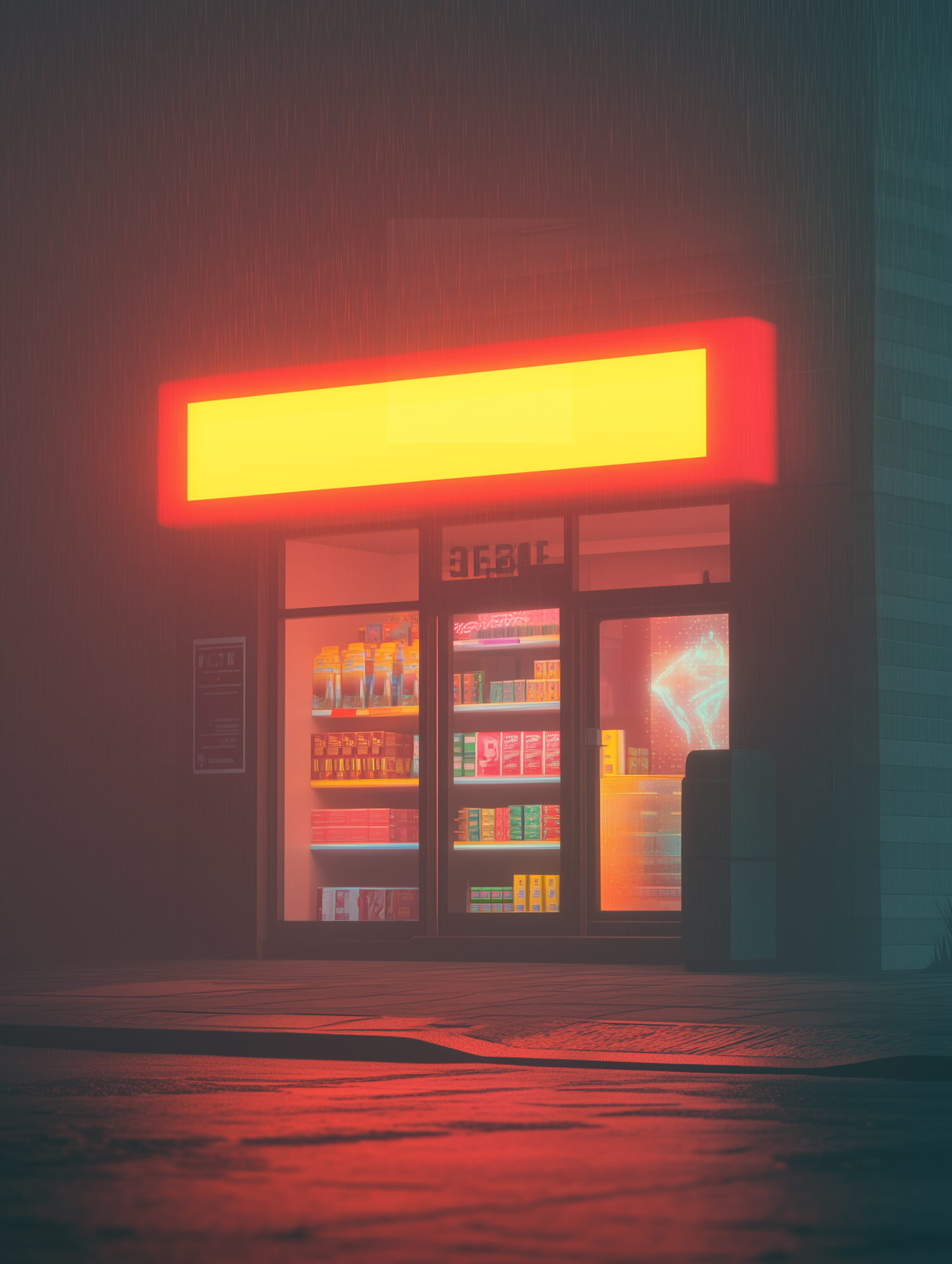 Neon Convenience Store at Night