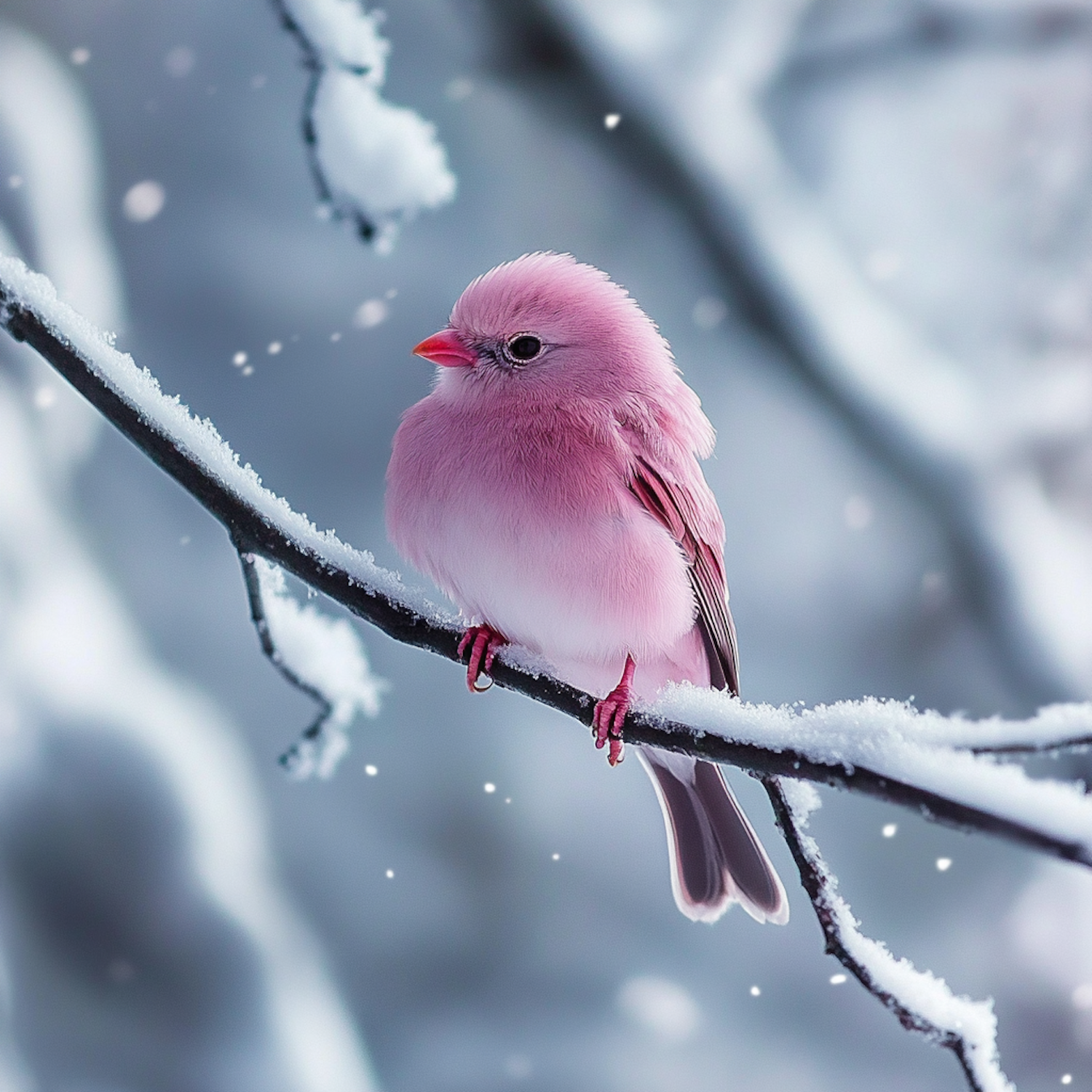 Pink Bird in Winter