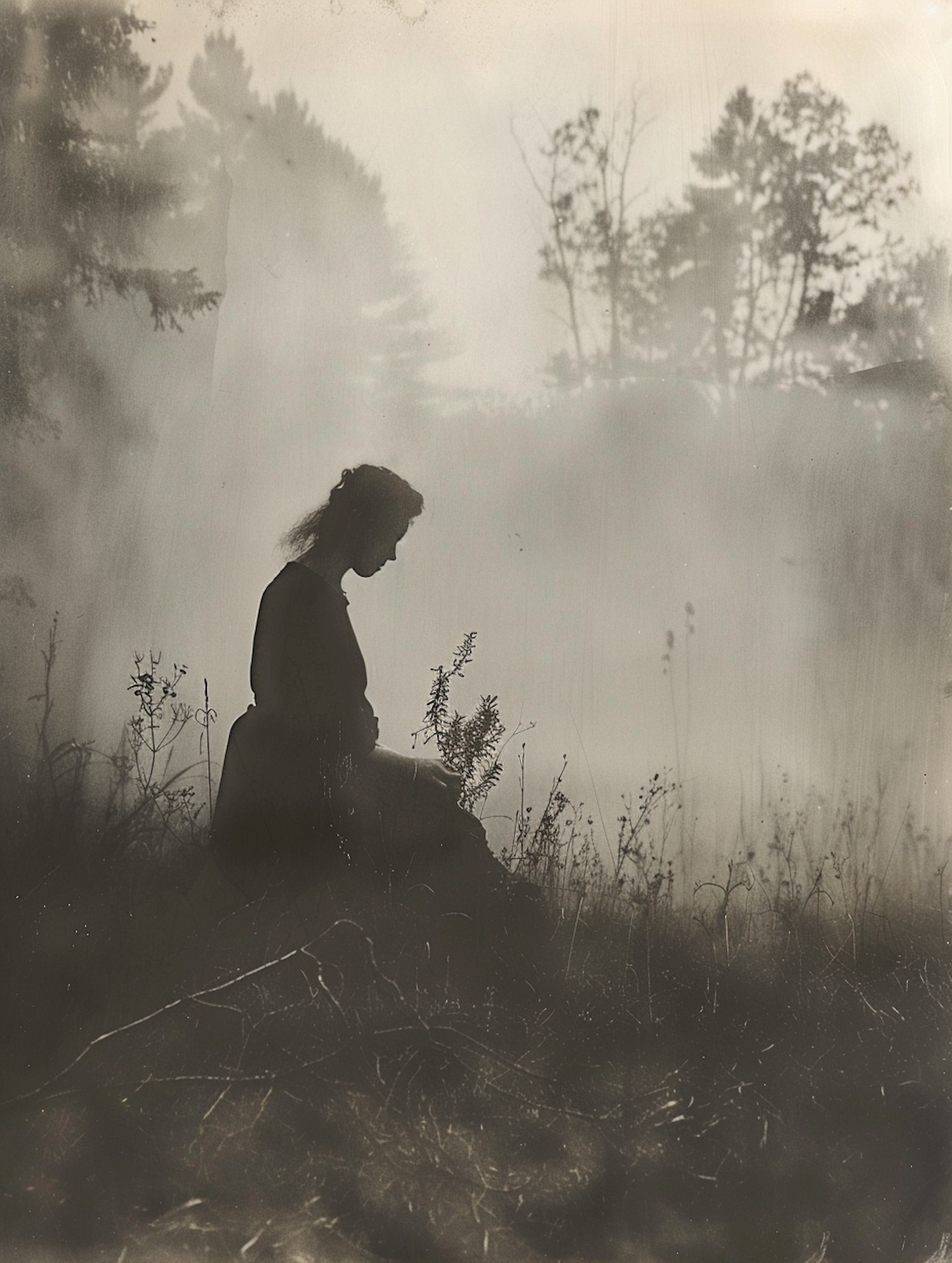 Contemplative Silhouette in Nature