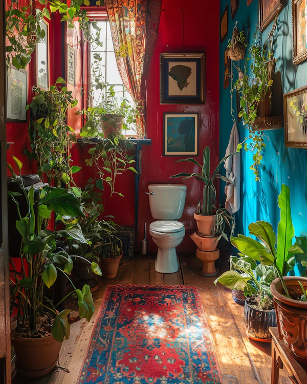 Eclectic Green Bathroom