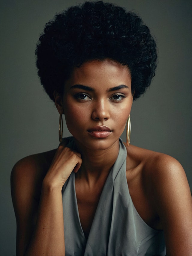 Portrait of a Woman with Afro