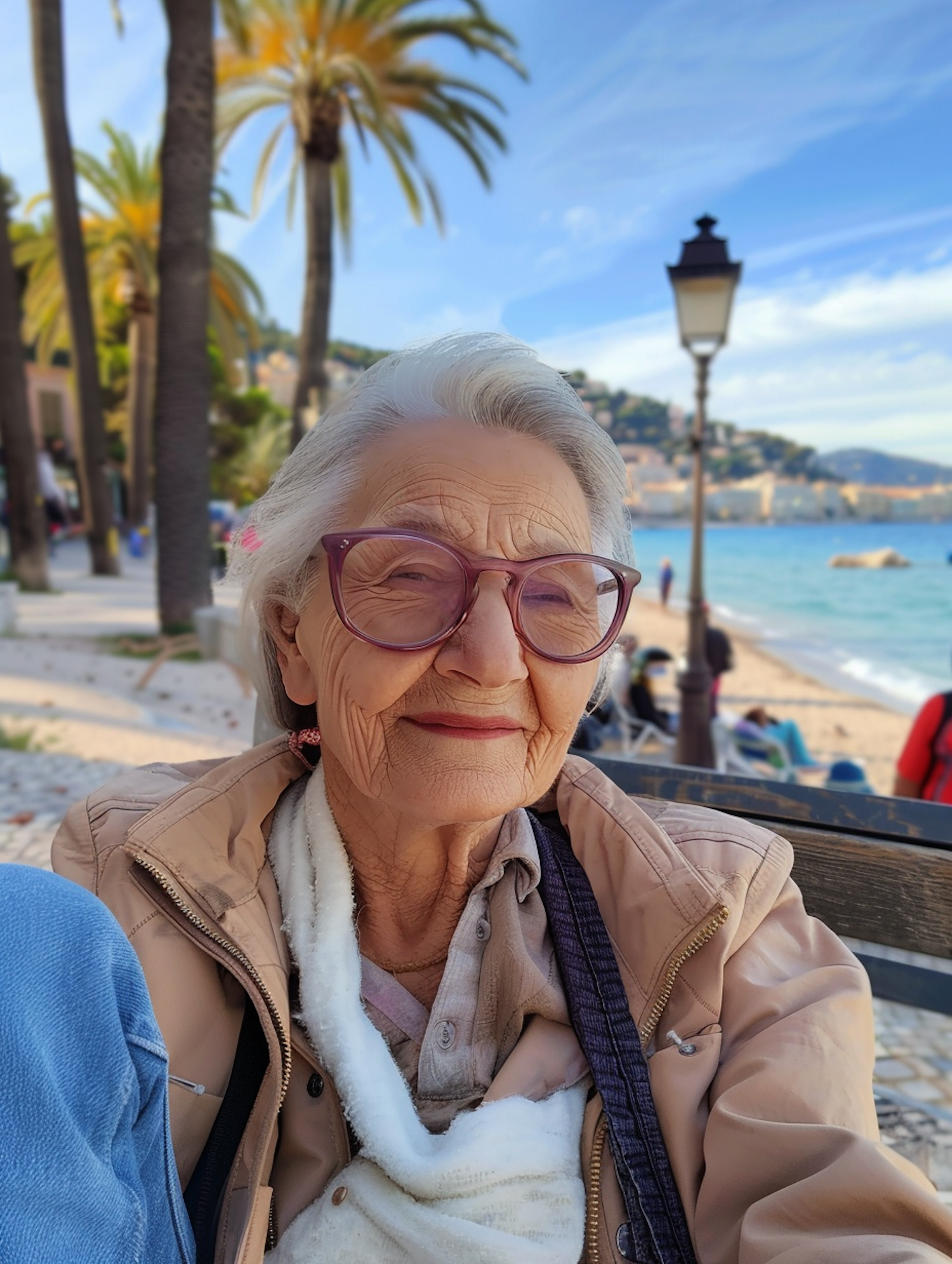 Serene Elderly Woman at the Beach