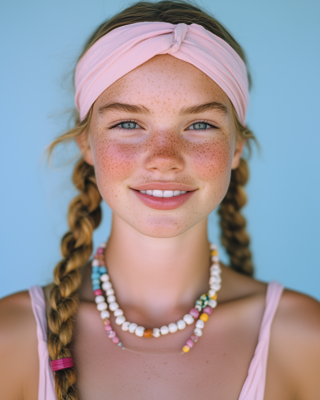 Cheerful Young Girl with Braids