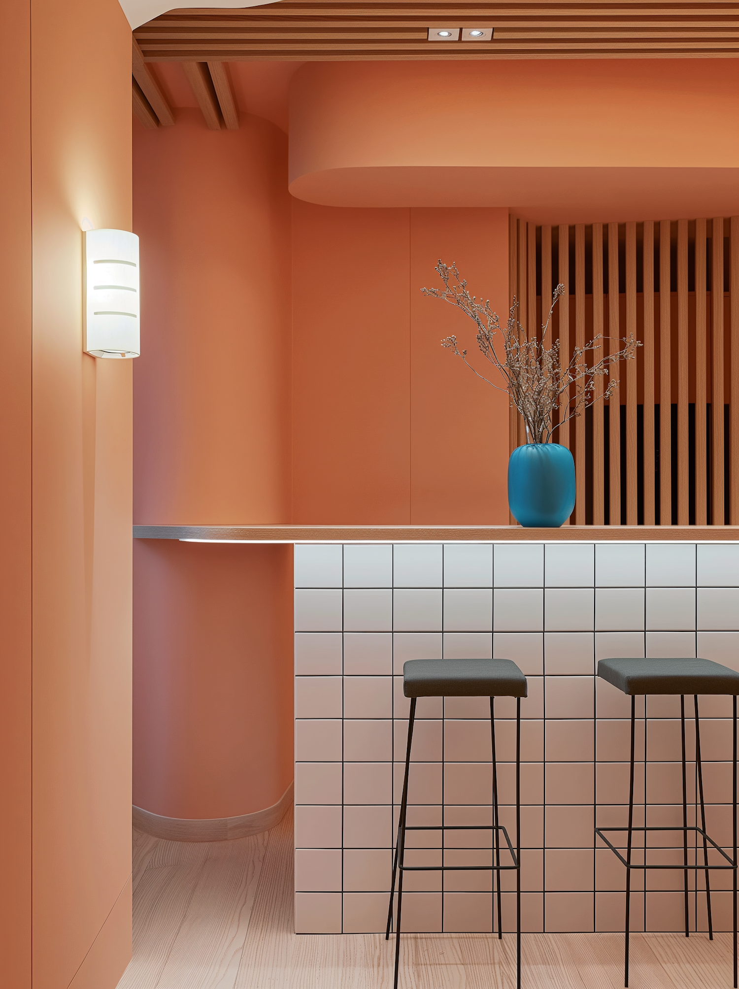 Modern Bar Interior in Warm Hues