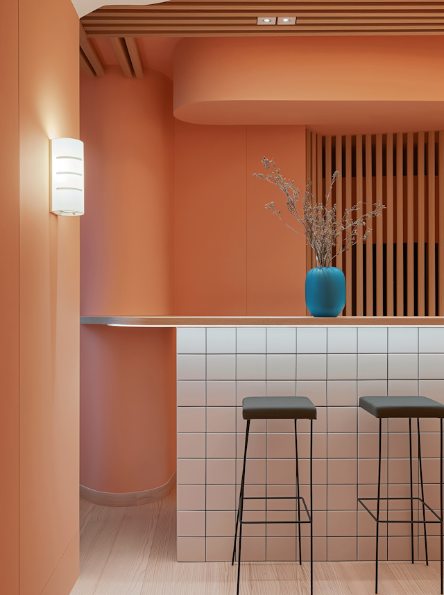 Modern Bar Interior in Warm Hues