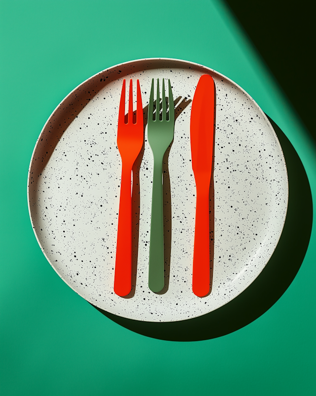 Colorful Cutlery on Plate