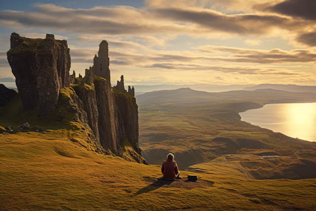 Solitude at Dusk: Contemplating the Ancient Cliffs