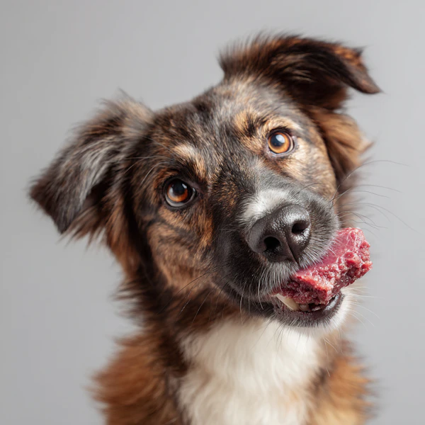 Dog with Raw Meat