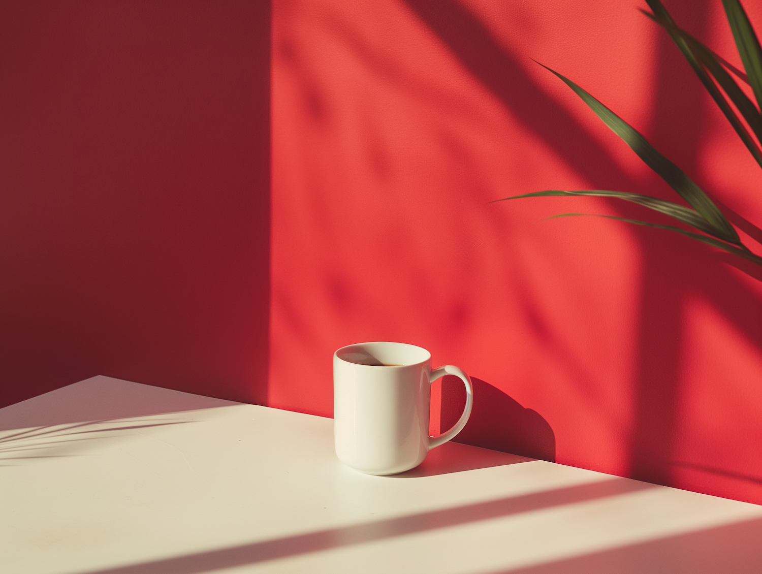 Minimalist Red and White Mug Composition