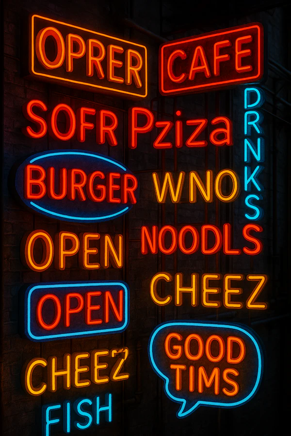 Neon Food Signs Wall