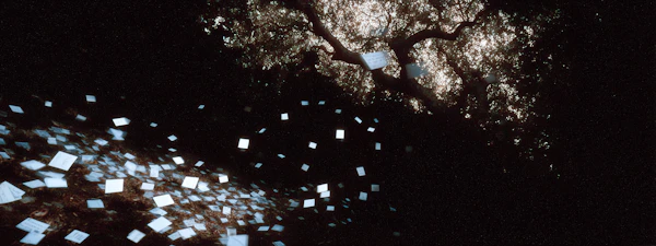 Floating Papers in Forest