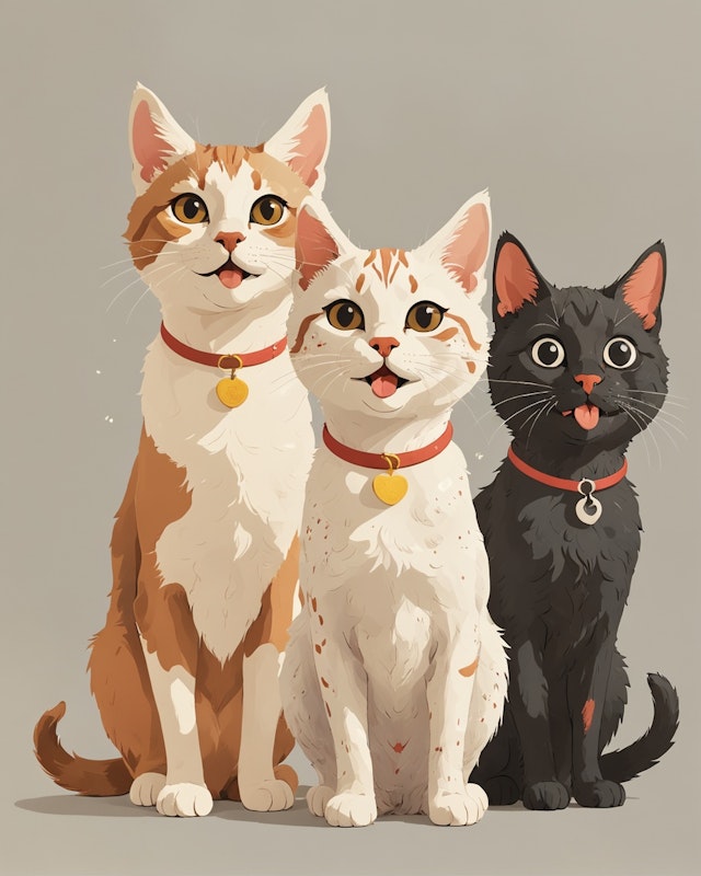 Cartoon Cats Trio