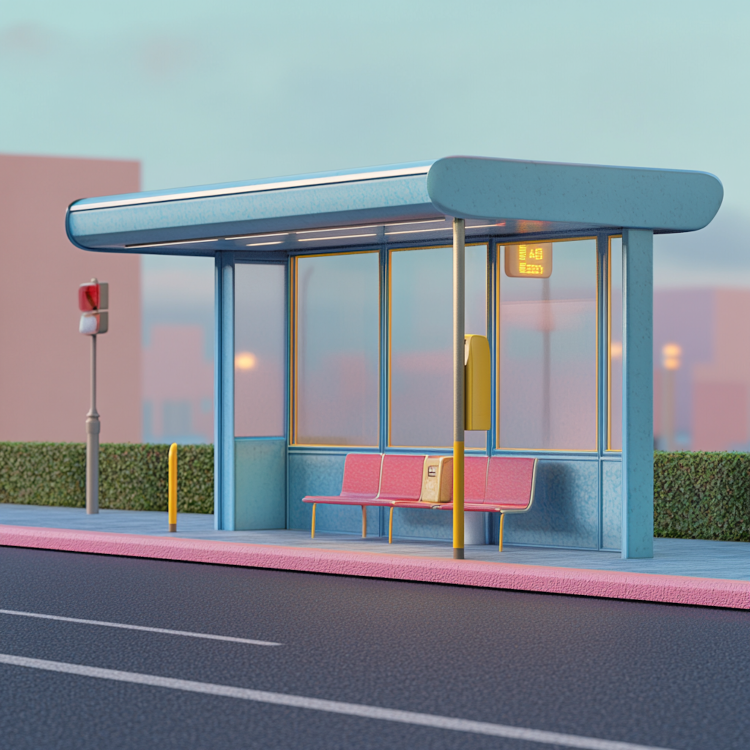 Modern Urban Bus Stop at Dawn/Dusk