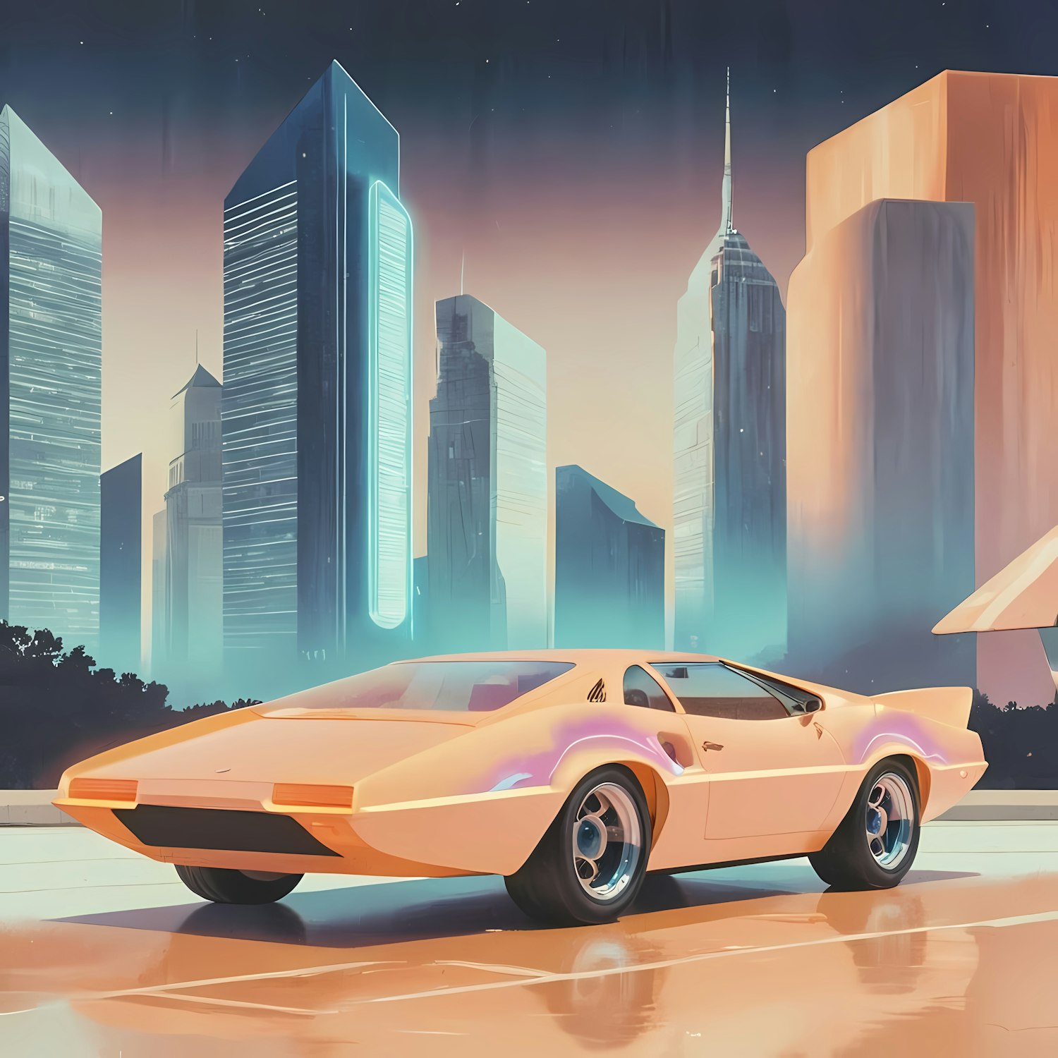 Futuristic Car in Urban Setting