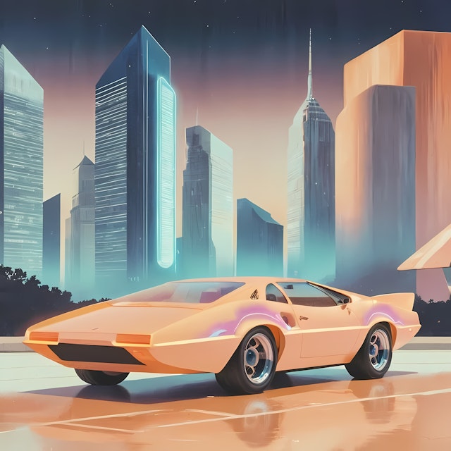 Futuristic Car in Urban Setting