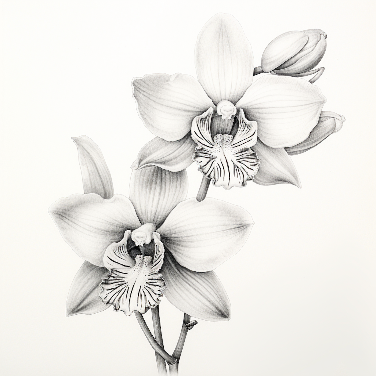 Black and White Orchid Illustration