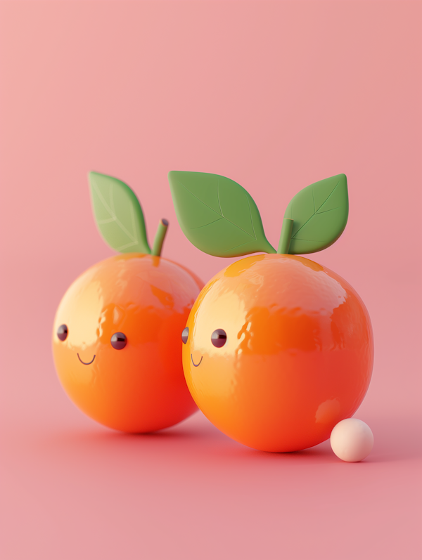 Cartoon Oranges with Faces