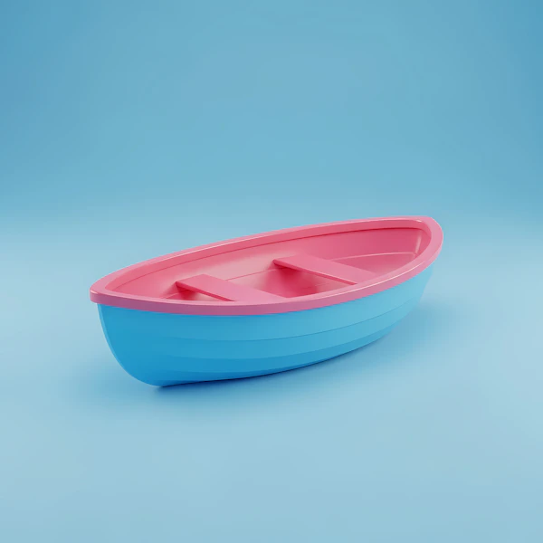 Colorful Boat on Blue