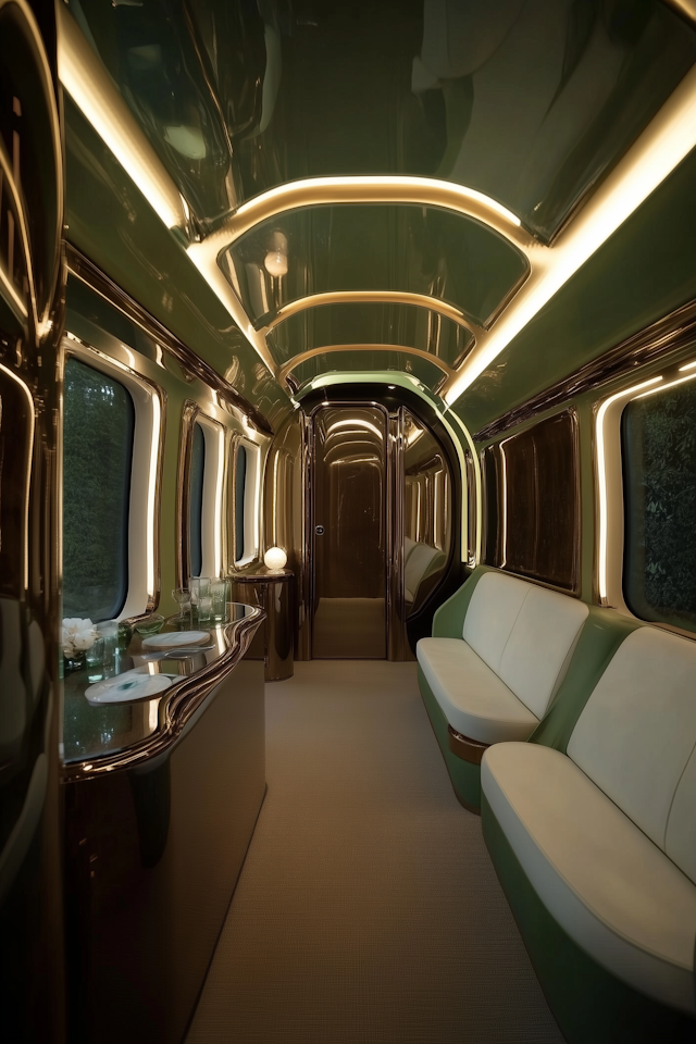 Luxurious Modern Train Cabin Interior