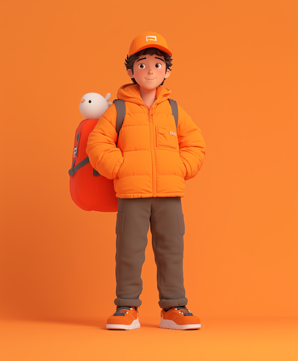 Stylized Young Male Character with Backpack