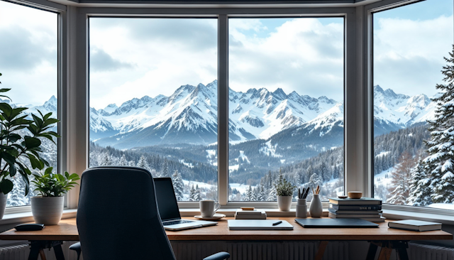 Serene Office with Mountain View