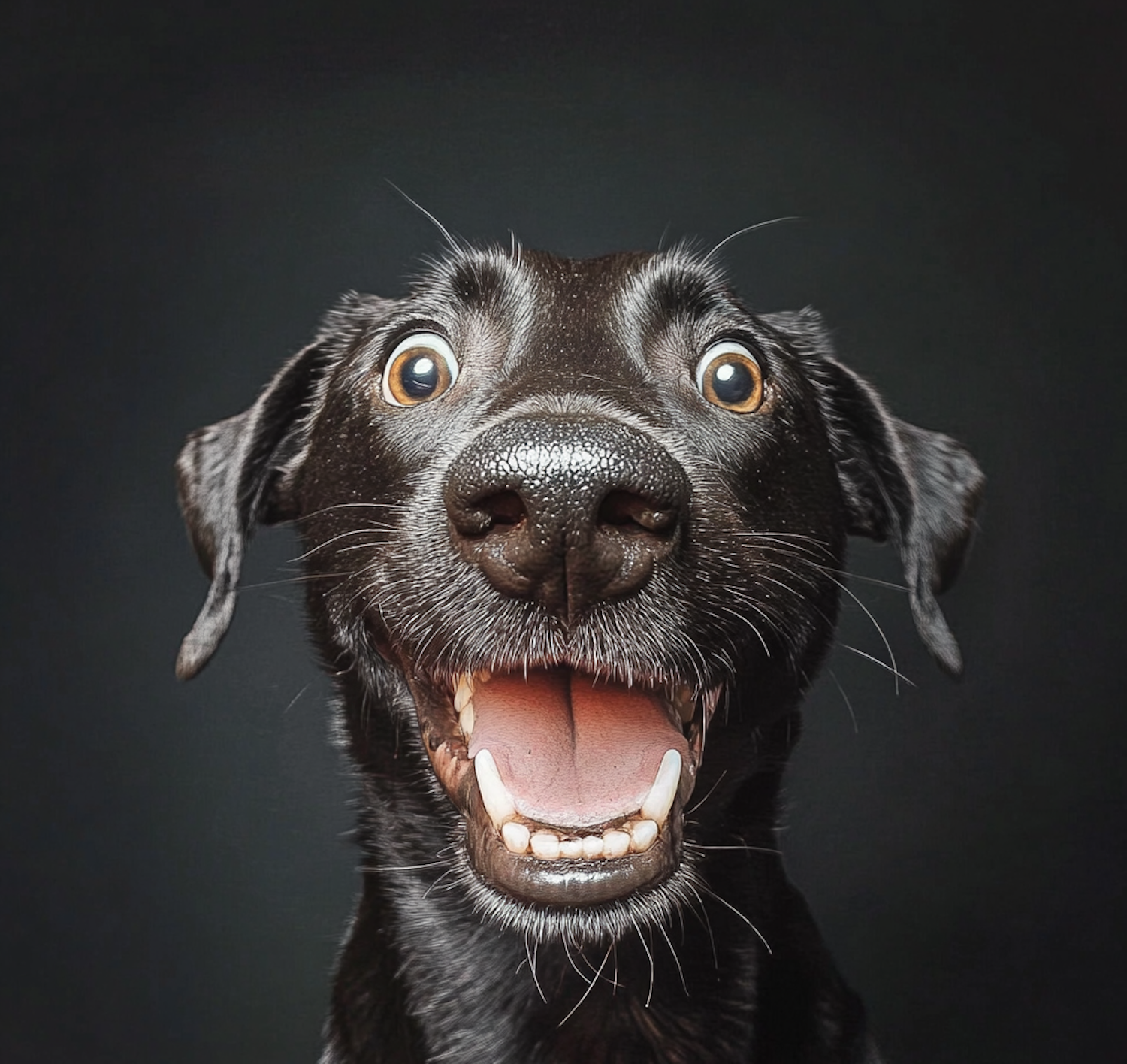 Close-up of a Joyful Black Dog