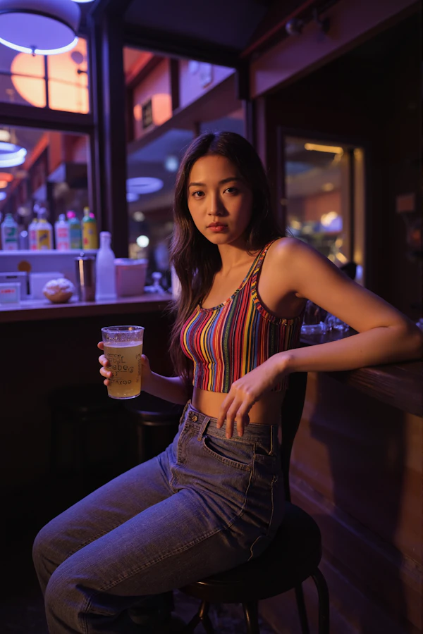 Woman in Cozy Café